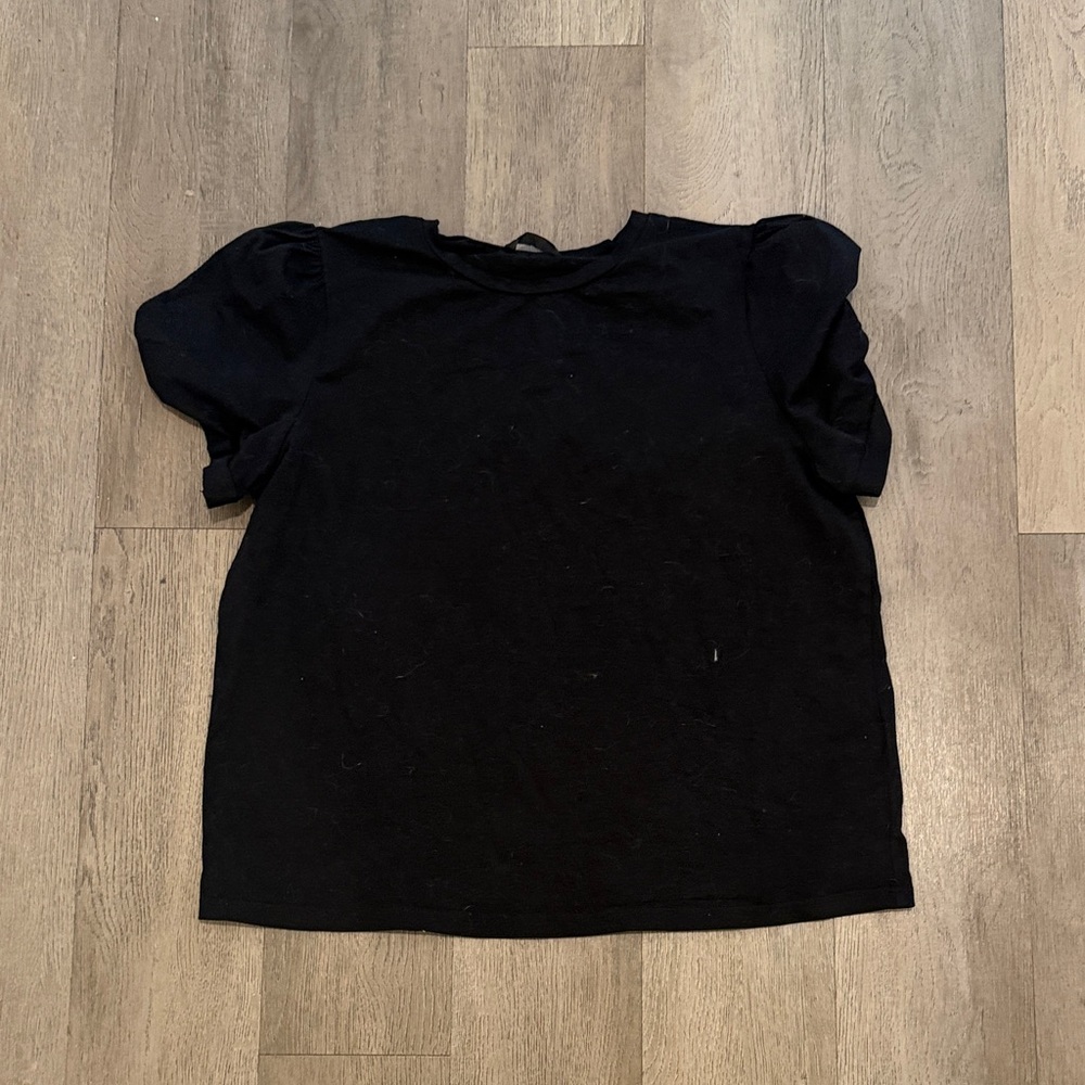 Classic Black Puff Sleeve Women's Top